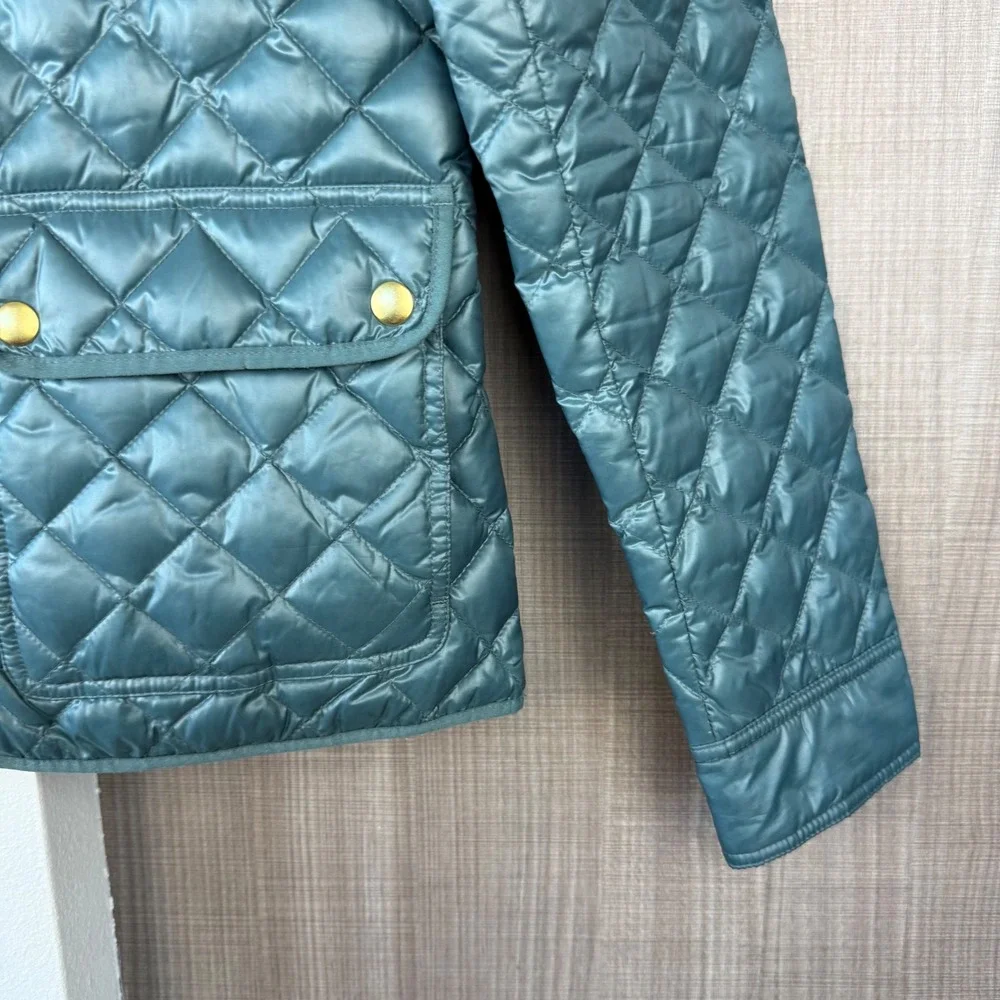 J. Crew Teal Shiny Quilted‎ Down Field Jacket